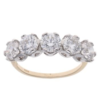 9ct Yellow Gold 4.00ct Lab Grown Brilliant Cut Diamond Five Stone Ring