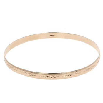9ct Yellow Gold Leaf Patterned Bangle