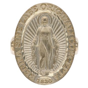 14ct Yellow Gold Our Lady Disc Ring