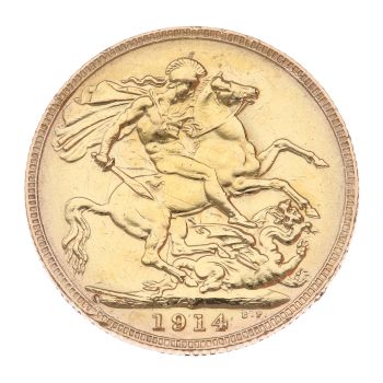 1914 George V Large Head Australia Full Sovereign Coin
