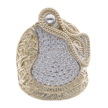9ct Yellow Gold Cubic Zirconia Saddle Ring