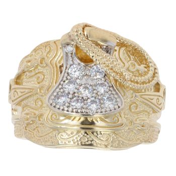 9ct Yellow Gold Cubic Zirconia Saddle Ring