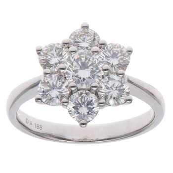 18ct White Gold 1.88ct Brilliant Cut Diamond Daisy Cluster Ring