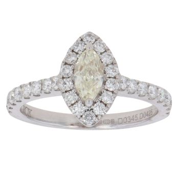 18ct White Gold 0.77ct Marquise and Brilliant Cut Diamond Cluster Ring