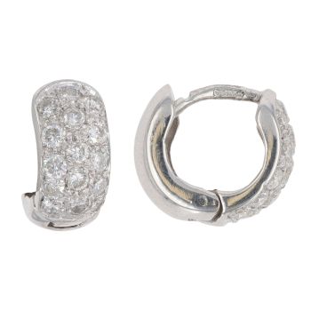 18ct White Gold 0.60ct Brilliant Cut Diamond Huggie Earrings