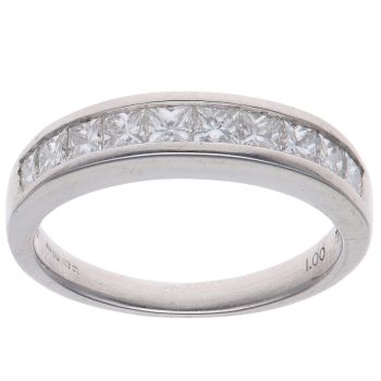 18ct White Gold 1.00ct Princess Cut Diamond Half Eternity Ring