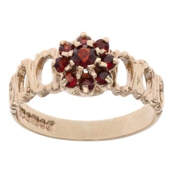 9ct Yellow Gold Garnet Cluster Ring