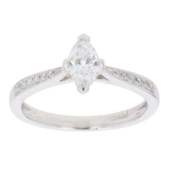 Platinum 0.45ct Marquise Cut Diamond Solitaire Ring