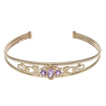 9ct Yellow Gold Amethyst Three Stone Ring