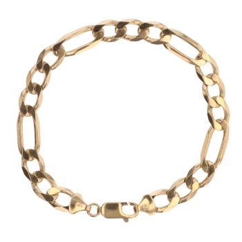 9ct Yellow Gold Figaro Bracelet 9"