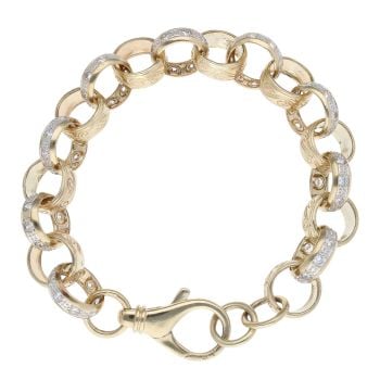 9ct Yellow Gold Cubic Zirconia Belcher Bracelet 9"