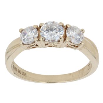 9ct Yellow Gold Cubic Zirconia Three Stone Ring