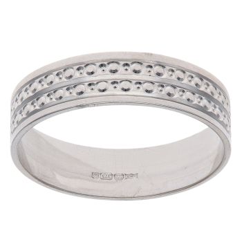 9ct White Gold Circle Pattern Wedding Band 5mm