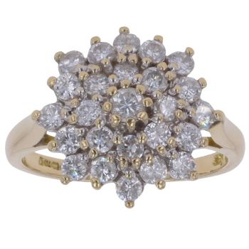 18ct Yellow Gold 1.00ct Brilliant Cut Diamond Cluster Ring