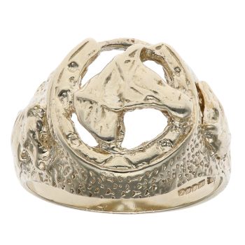 9ct Yellow Gold Patterned Horseshoe Ring