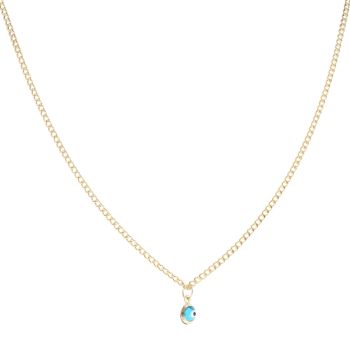 14ct Yellow Gold Children's Green Eye Pendant And Chain 16"