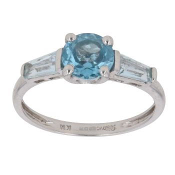 9ct White Gold Blue Gemstone Solitaire Ring