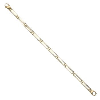 9ct Yellow Gold Bar Links Fancy Bracelet 8"