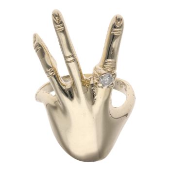 9ct Yellow Gold 0.05ct Diamond Hand Ring