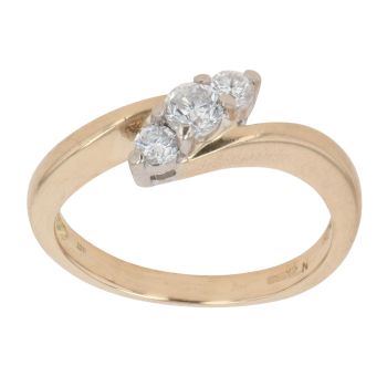 18ct Yellow Gold 0.30ct Brilliant Cut Diamond Trilogy Ring