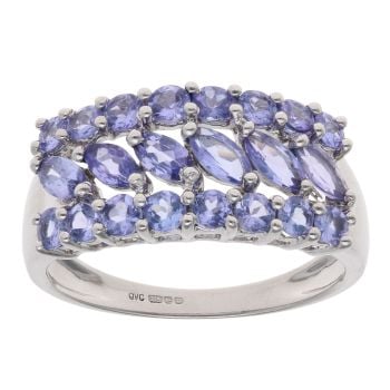 9ct White Gold Tanzanite Cluster Ring