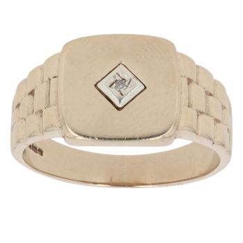 9ct Yellow Gold 0.01ct Brilliant Cut Diamond Signet Ring