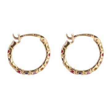 14ct Yellow Gold Mixed Gemset Hoop Cluster Ring