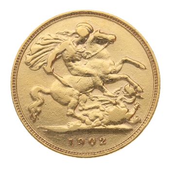 1902 Edward VII Large Head UK Half Sovereign Coin