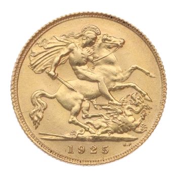 1925 George V Large Head South Africa Half Sovereign Coin