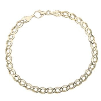 9ct Yellow Gold Double Link Fancy Bracelet 9"