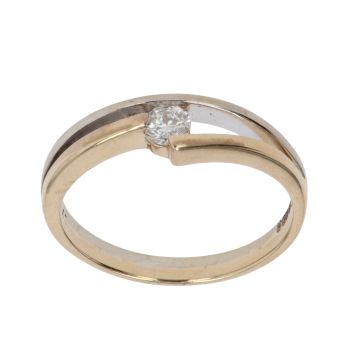 9ct Yellow and White Gold 0.10ct Diamond Solitaire Ring