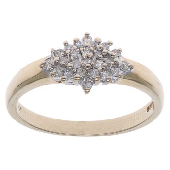 9ct Yellow Gold 0.18ct Diamond Cluster Ring