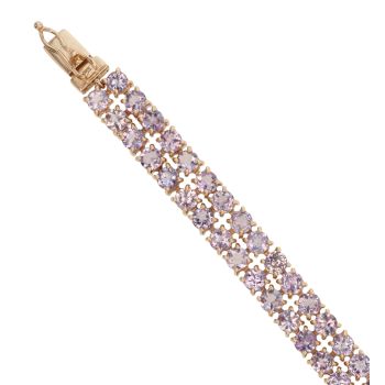 9ct Yellow Gold Amethyst Bracelet 7.5"