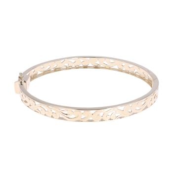 9ct Yellow Gold Patterned Hinged Bangle