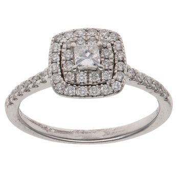 18ct White Gold 0.50ct Princess and Brilliant Cut Diamond Cluster Ring