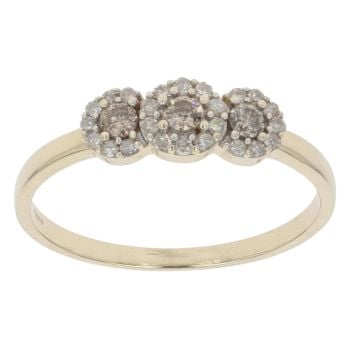 9ct Yellow Gold 0.25ct Brilliant Cut White And Brown Diamond Cluster Ring