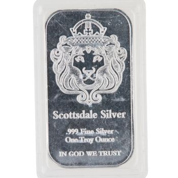 1oz Silver Troy Scottsdale Unsealed Cased in God We Trust Lion Ingot