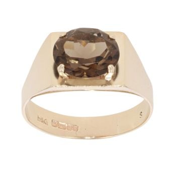 9ct Yellow Gold Smoky Quartz Single Stone Ring