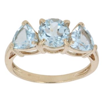 9ct Yellow Gold Aquamarine Three Stone Ring