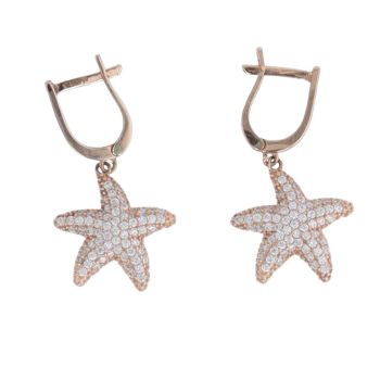 14ct Rose Gold Cubic Zirconia Star Fish Earrings
