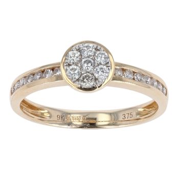9ct Yellow Gold Diamond Cluster Ring by Anya Belle