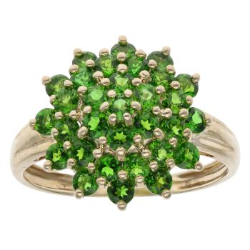 9ct Yellow Gold Diopside Cluster Ring