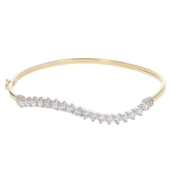 9ct Yellow Gold Cubic Zirconia Wave Hinged Bangle