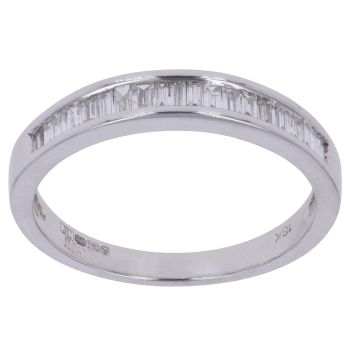18ct White Gold 0.40ct Baguette Cut Diamond Half Eternity Ring