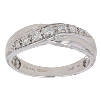 9ct White Gold 0.25ct Brilliant Cut Diamond Crossover Ring