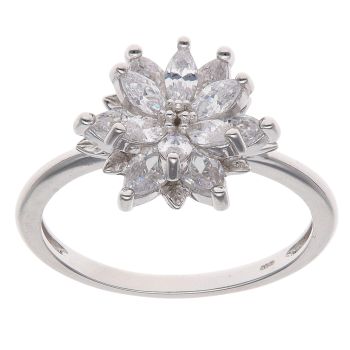 Silver Cubic Zirconia Flower Ring