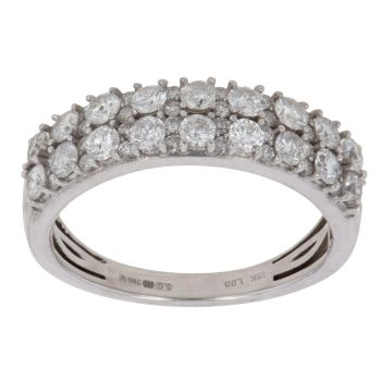18ct White Gold 1.00ct Brilliant Cut Diamond Two Row Ring