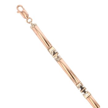 14ct White And Rose Gold Bars Fancy Bracelet 6.5"