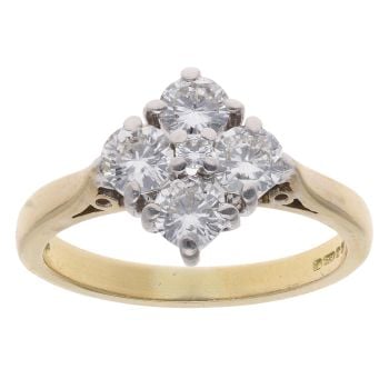 18ct Yellow Gold 1.00ct Brilliant Cut Diamond Cluster Ring