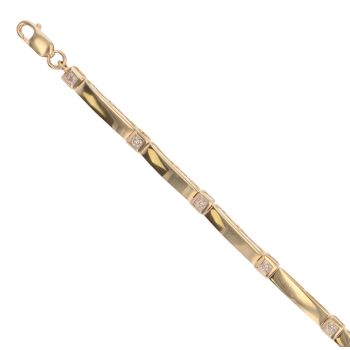 9ct Yellow Gold 0.05ct Diamond Bars Bracelet 7"